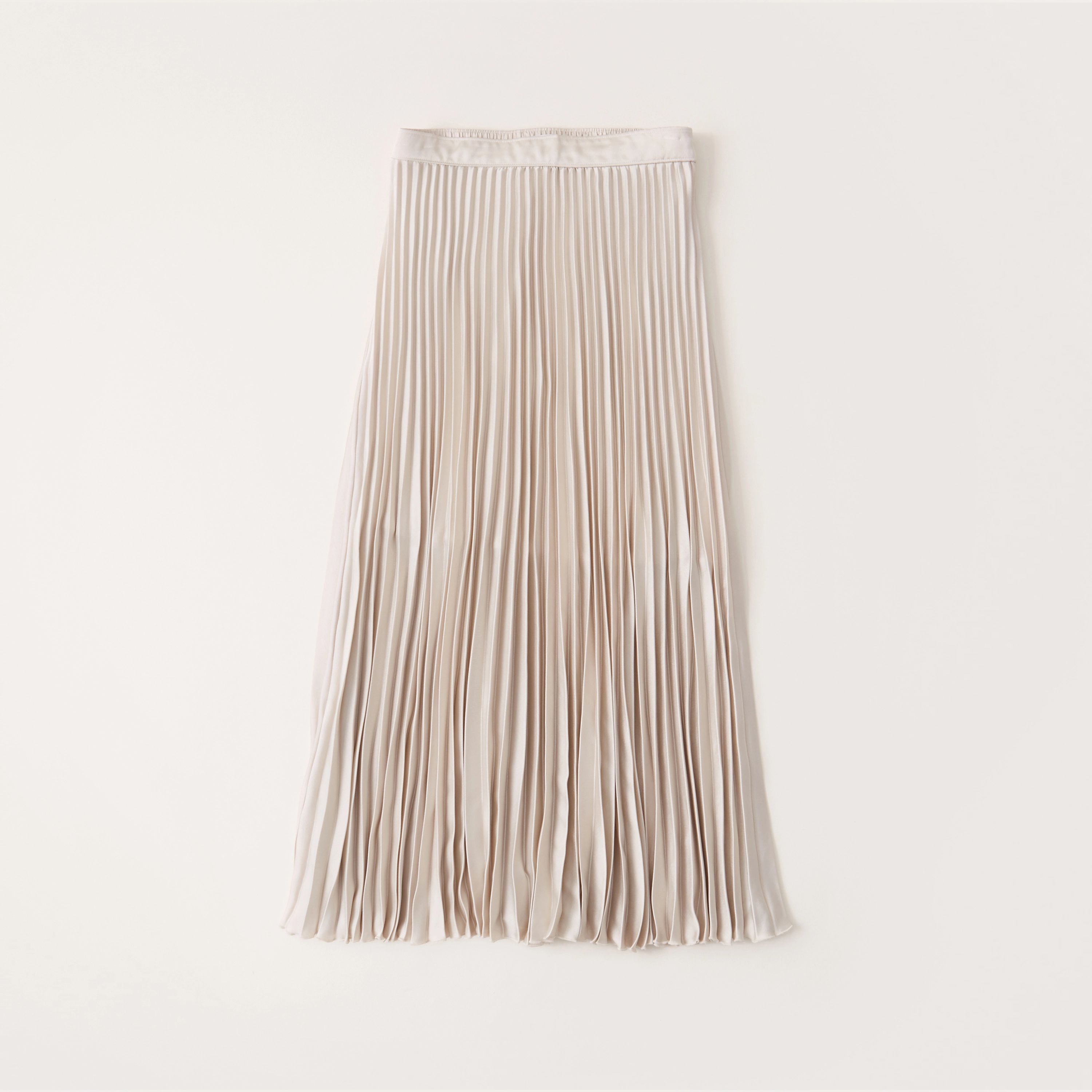 Pleated Satin Midi Skirt | Abercrombie & Fitch (US)