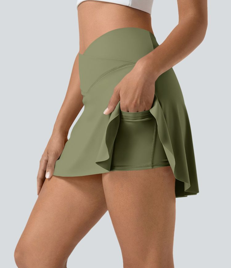 Women’s Everyday Softlyzero™ Airy Crossover 2-in-1 Side Pocket Cool Touch Mini Tennis Skirt-L... | HALARA