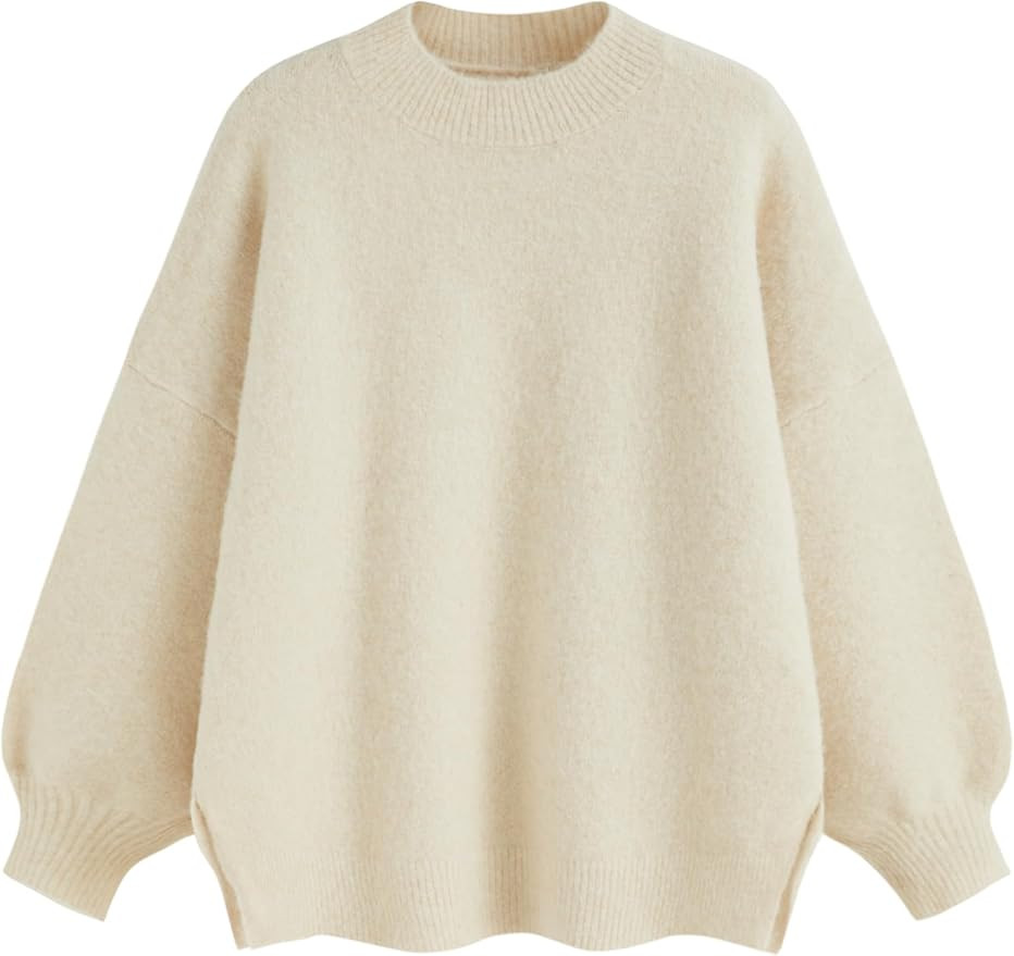 CIDER Womens Wool Blend Oversized Knit Sweater Pullover Crew Neck Casual Cozy Sweaters Trendy | Amazon (US)