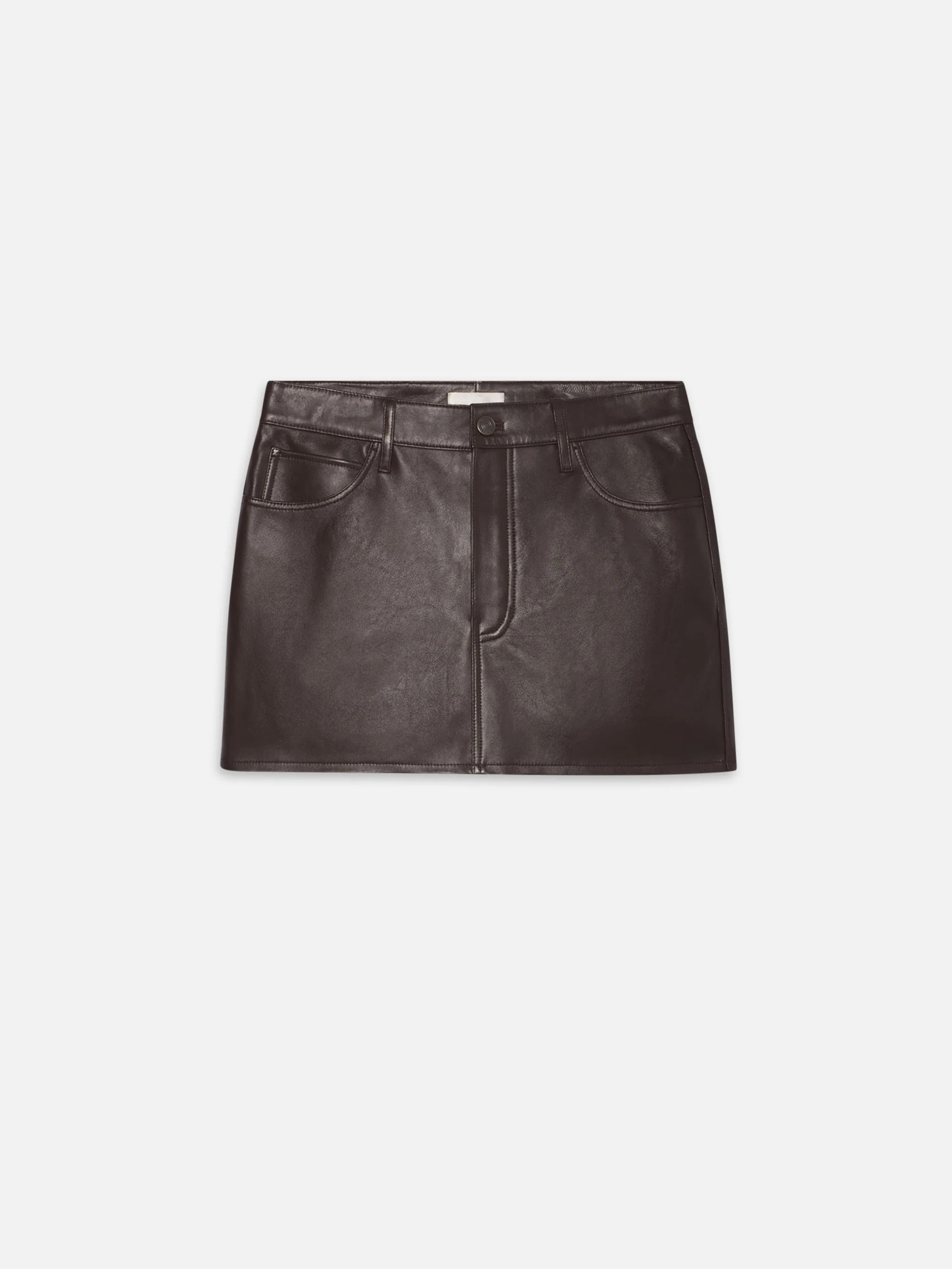 The Leather Mini Skirt -- Dark Brown | Frame Denim