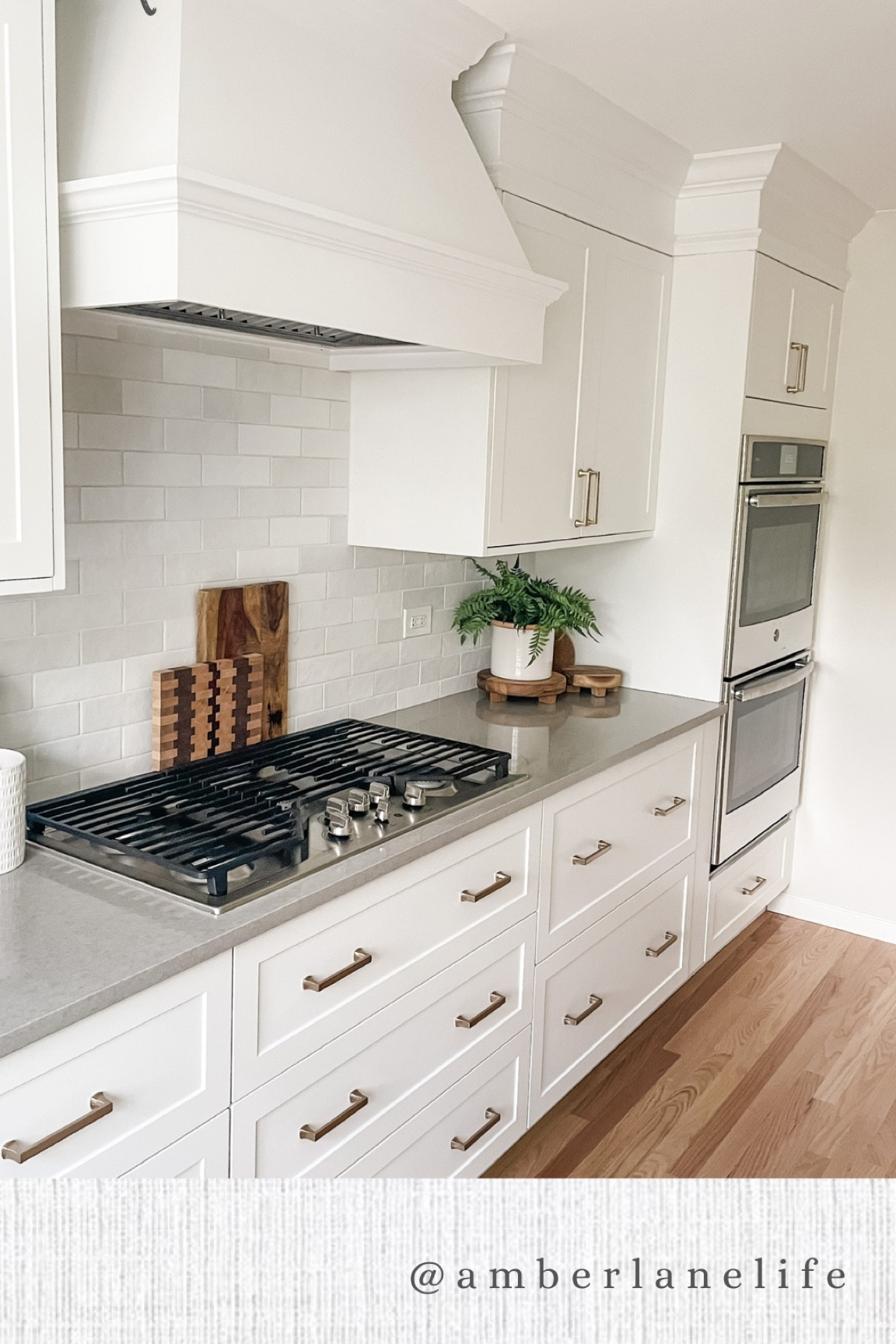 White kitchen design. Cooktop. Double ovens. Hood insert. Drawer pulls. Subway tile. Backsplash  

#LTKhome