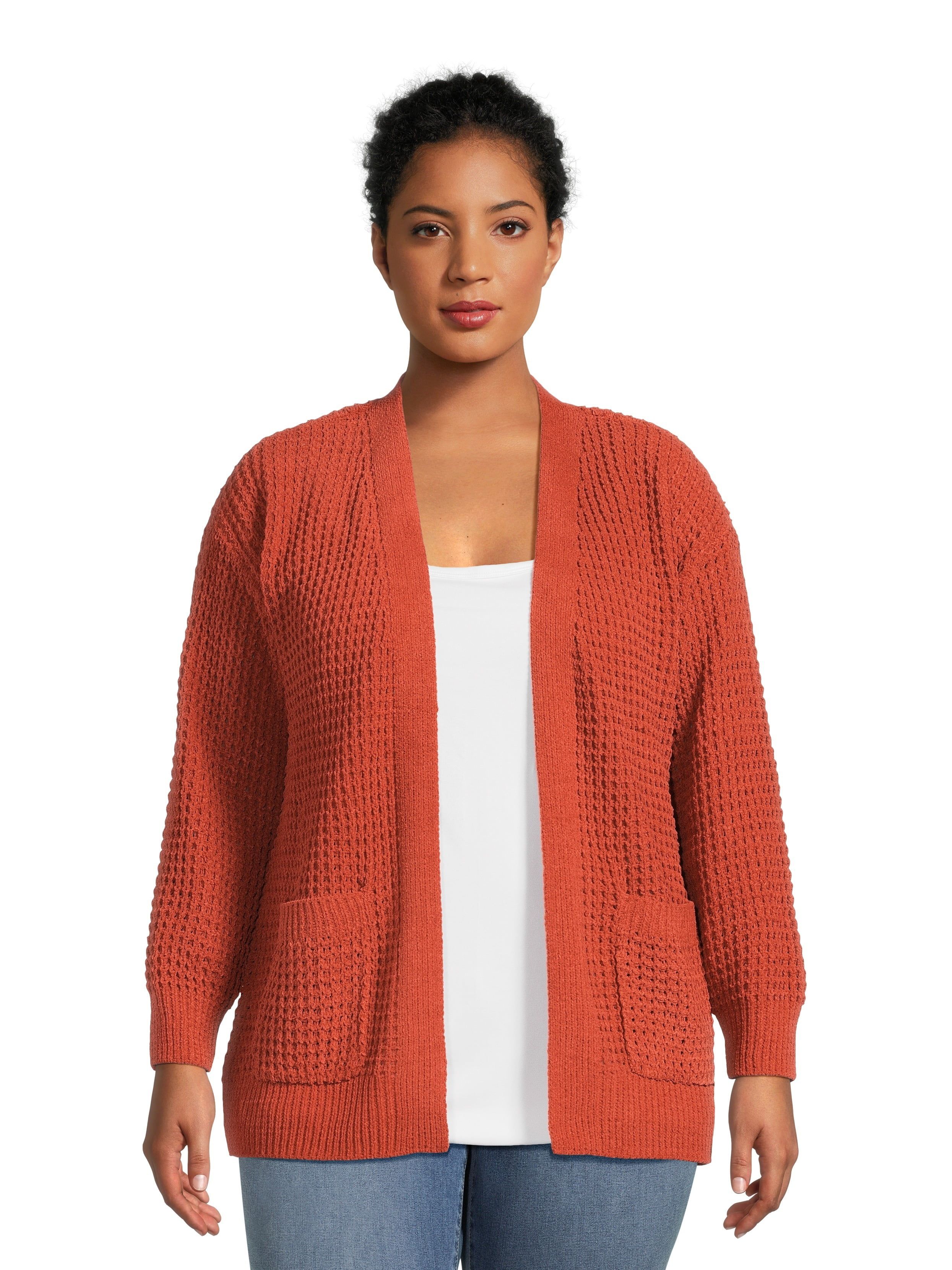 Time and Tru Women's Chenille Cardigan Sweater, Midweight, Sizes XS-XXXL - Walmart.com | Walmart (US)