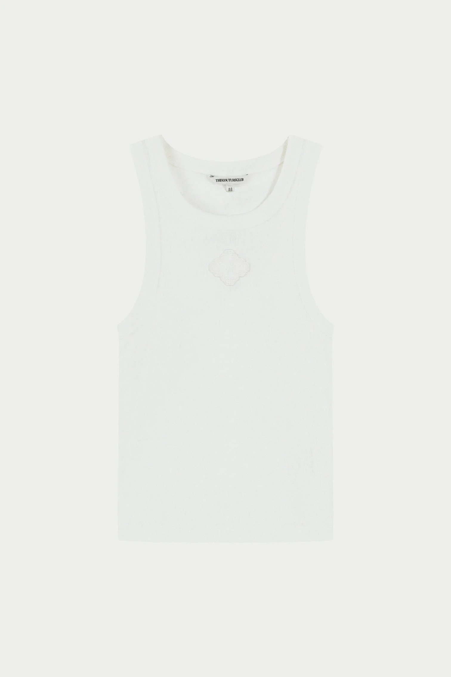 EMBLEM RIB VEST TOP - OFF WHITE | The Couture Club