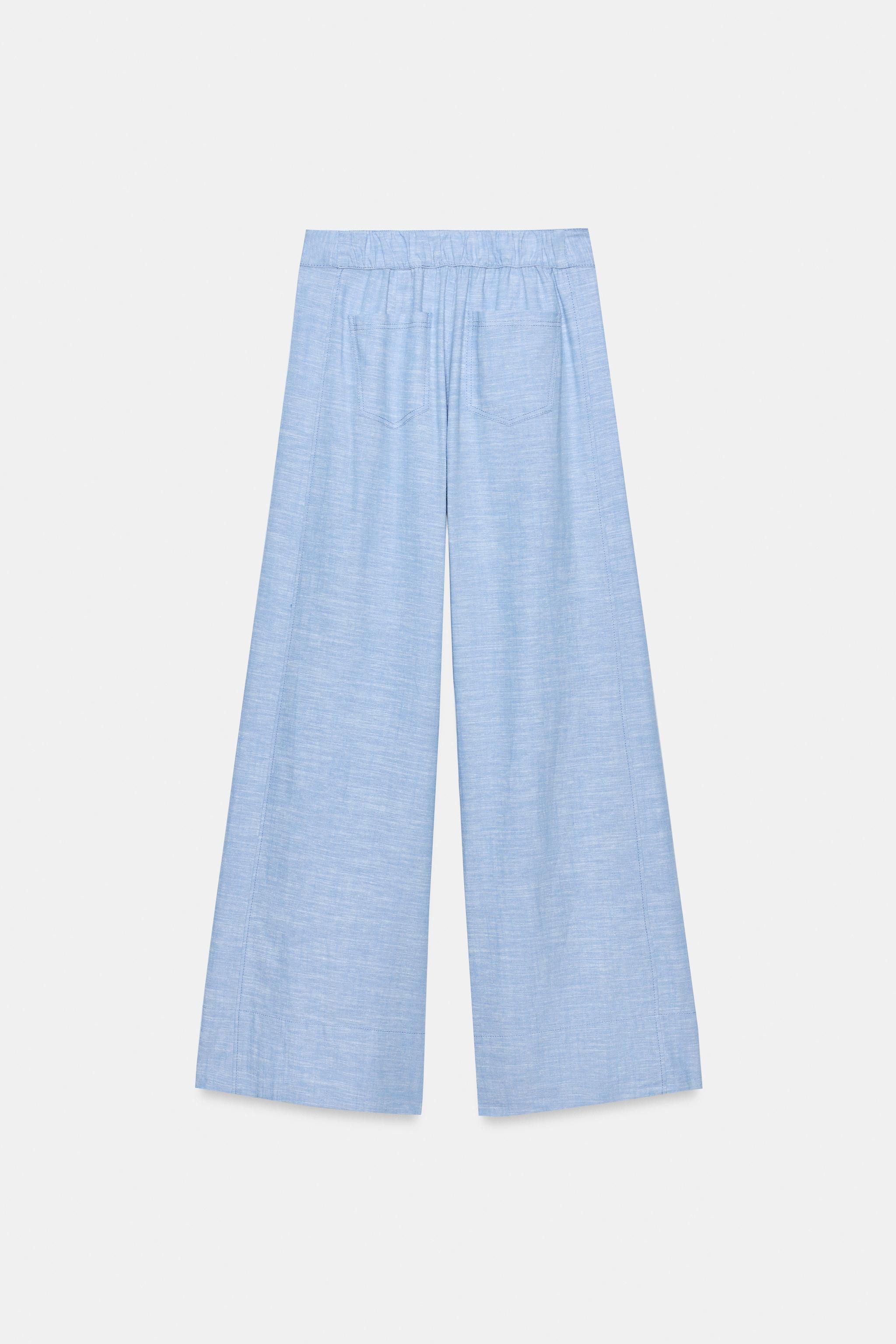 LINEN BLEND WIDE-LEG TROUSERS | Zara UK