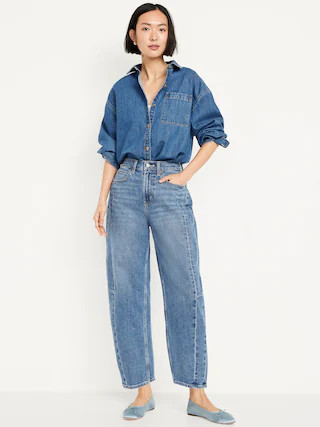 High-Waisted Barrel Ankle Jeans | Old Navy (CA)