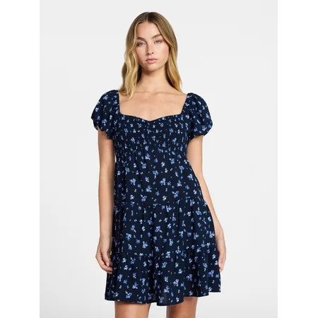 No Boundaries Bubble Sleeve Babydoll Dress, Women’s XXS-XXL | Walmart (US)