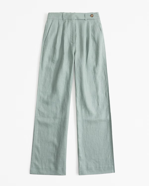Women's A&F Sloane Tailored Premium Linen Pant | Women's Bottoms | Abercrombie.com | Abercrombie & Fitch (US)