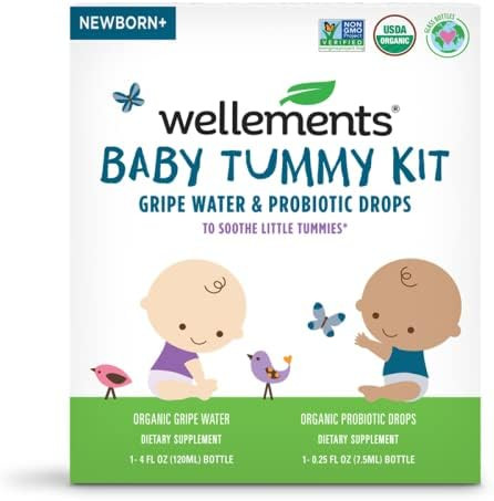Wellements Organic Baby Tummy Kit, Mighty Duo of Organic Gripe Water and Organic Probiotic Drops, He | Amazon (US)