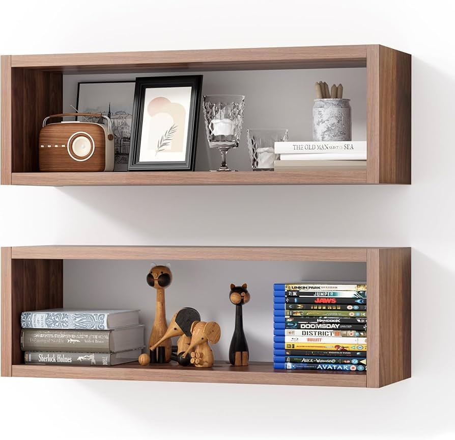 Kaboon 24in Floating Cube Shelves Set of 2, Display Shelves Wall Mount, Decorative Hanging Shelve... | Amazon (US)