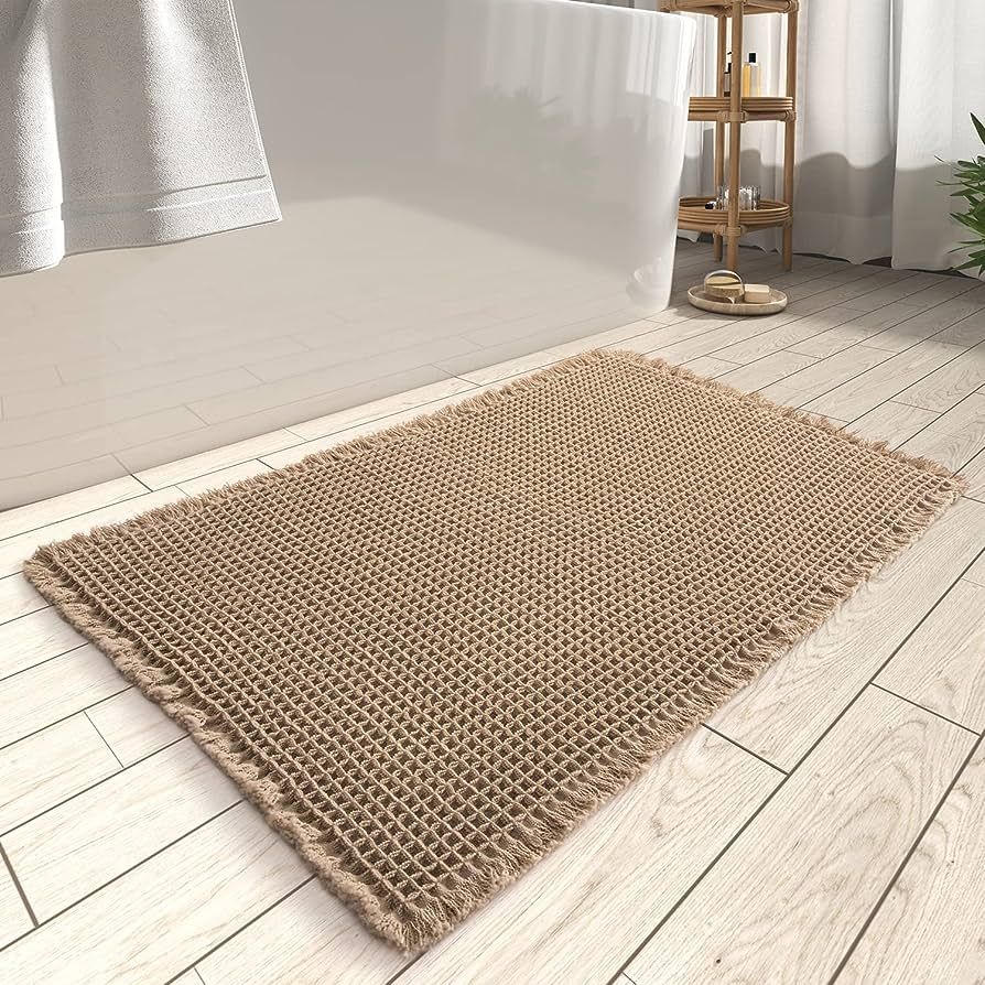 AMOAMI Upgraded Waffle Bath Mat, Super Absorbent Non Slip Bath Mats for Bathroom Floor, Machine W... | Amazon (US)