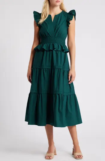Flutter Sleeve Tiered Cotton Dress | Nordstrom