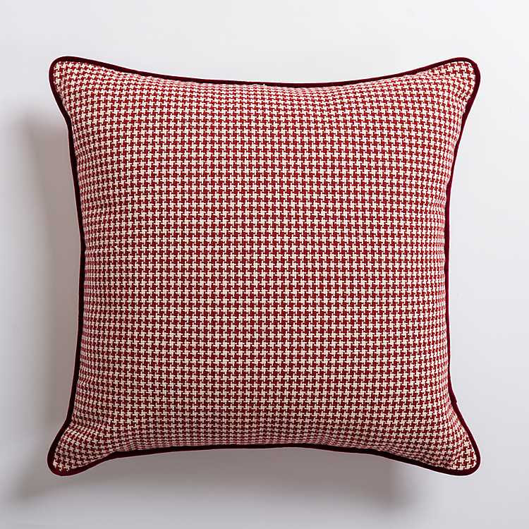 New! Burgundy Roux Houndstooth Pillow | Kirkland's Home