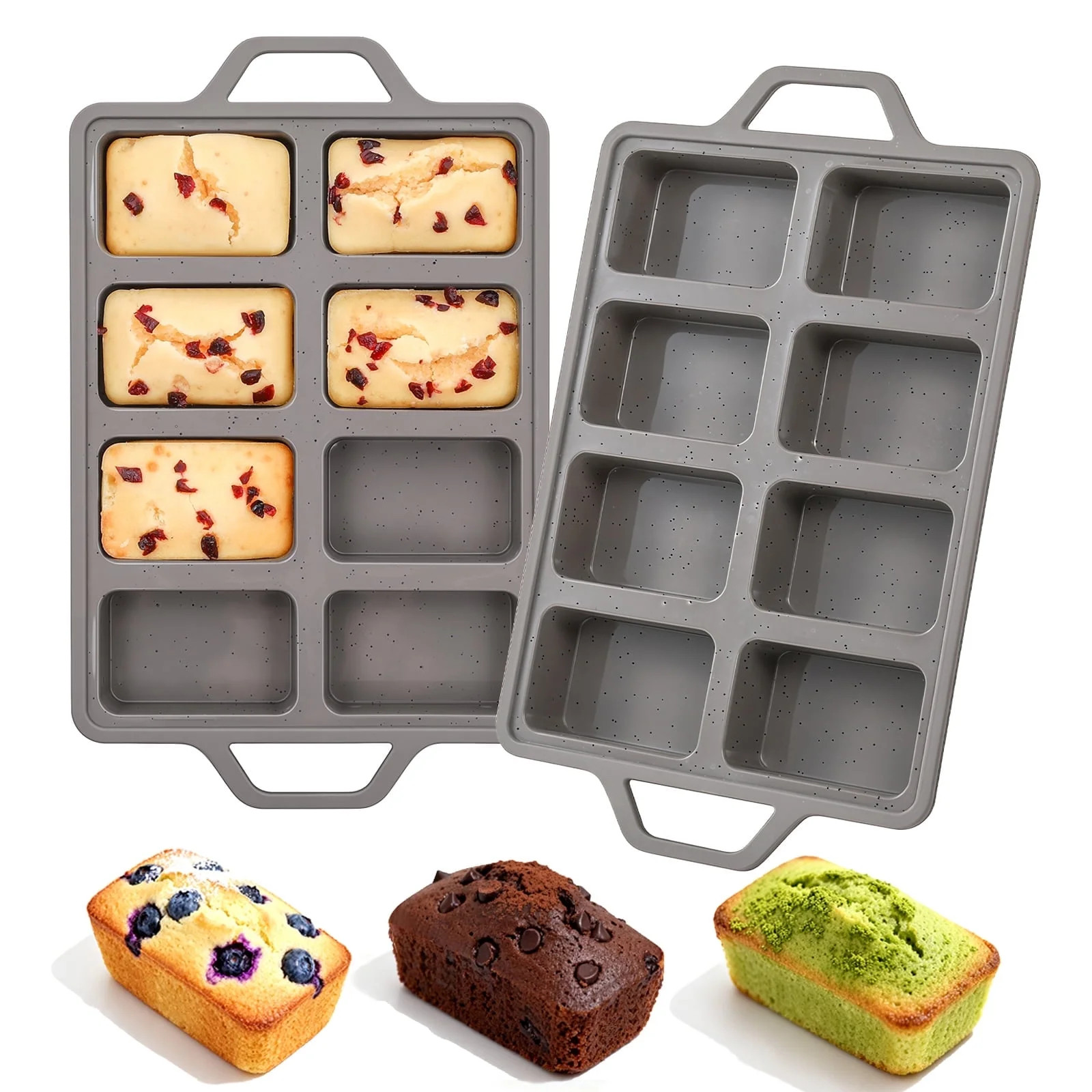 CAKETIME 2 Pack Mini Loaf Pans, Metal Reinforced Frame Silicone Mini Bread Loaf Pans 8 Cavities N... | Walmart (US)