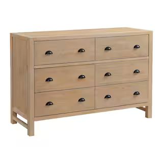 Arden 6-Drawer Wood Double Dresser in Light Driftwood (56 in. W x 18 in. D x 36 in. H | The Home Depot