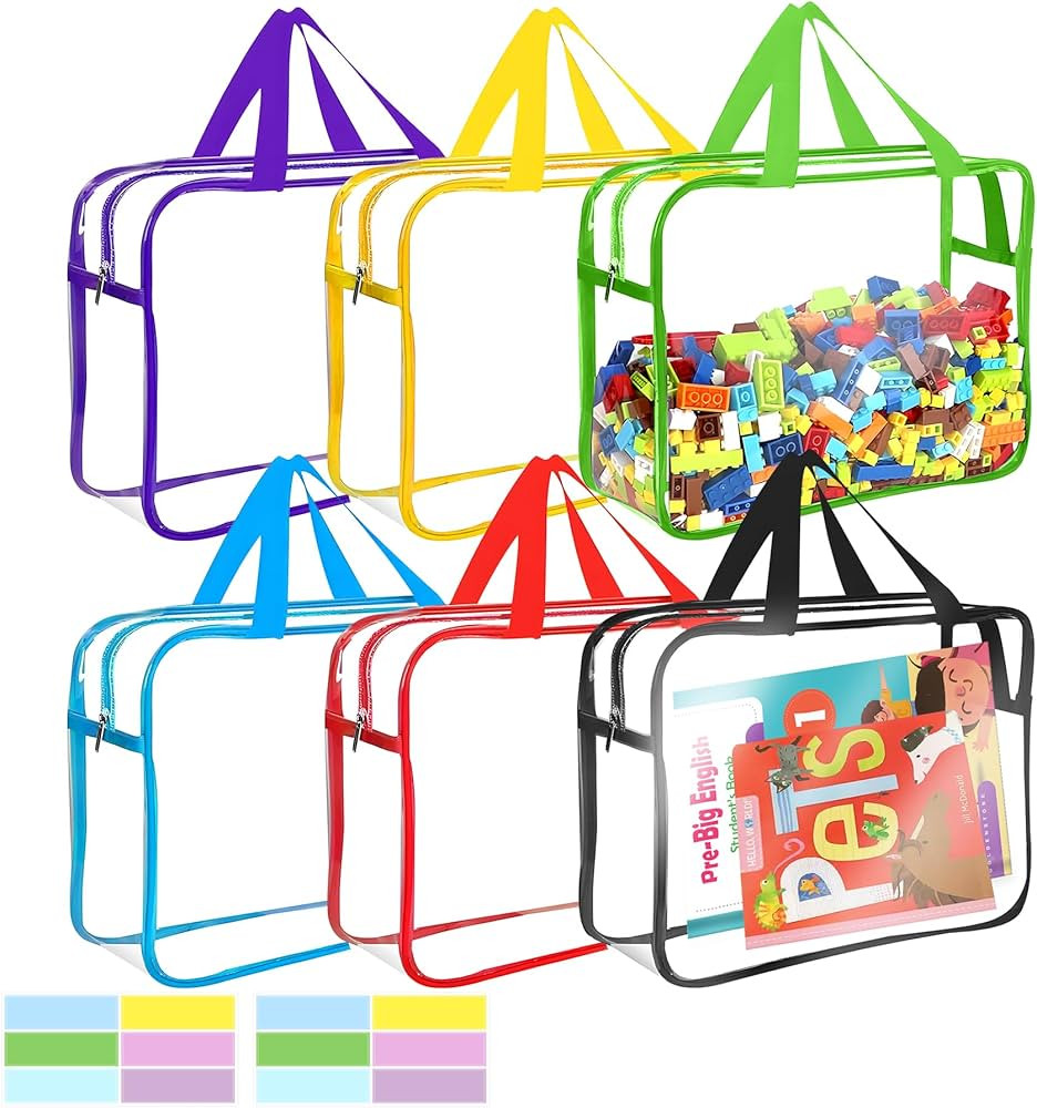 6 Packs Large Toy Storage Bags with Labels, Reusable Clear PVC Toy Bags for Storage, Waterproof T... | Amazon (US)