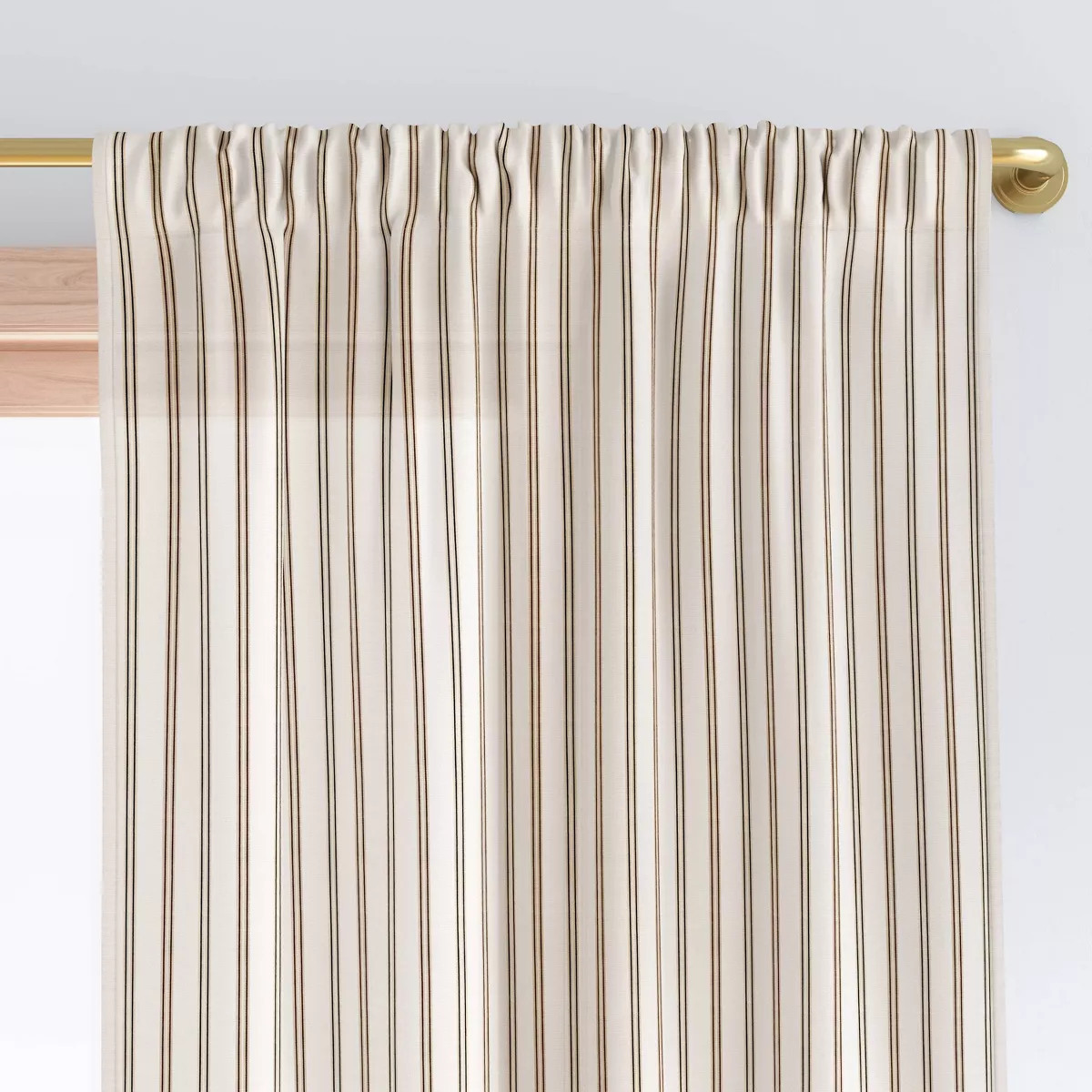 42"x84" Light Filtering Navy/Brown Striped Curtain Panel Ivory - Room Essentials\u2122 | Target