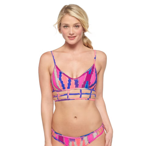 Strappy Bralette Midi Bikini Top Multi-color Print - Xhilaration | Target