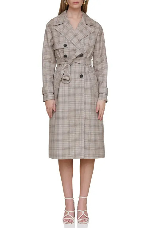 Avec Les Filles Plaid Trench Coat in Taupe Plaid at Nordstrom, Size Xx-Large | Nordstrom
