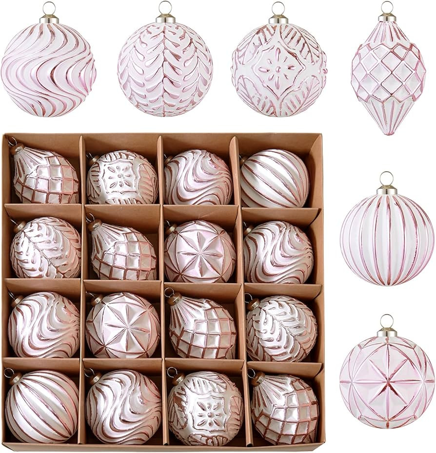 16Pcs Vintage Rustic Christmas Ball Ornaments - Large Shatterproof Neutral Christmas Ornaments Se... | Amazon (US)
