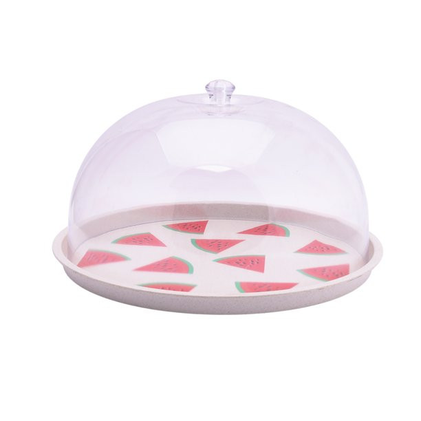 Mainstays Eco-Friendly Bamboo Melamine Plate with Dome, Watermelon - Walmart.com | Walmart (US)