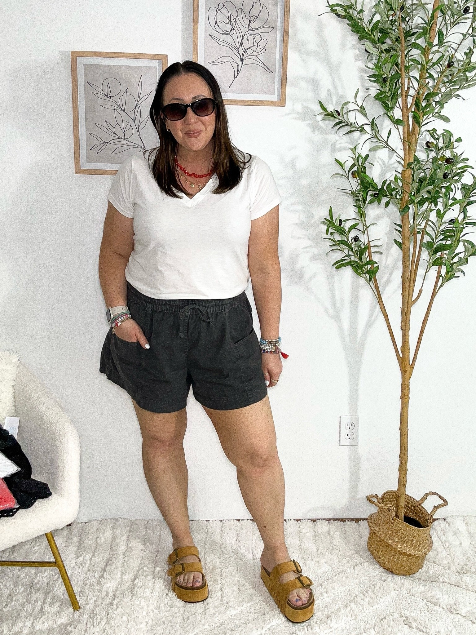 OOTD summer midsize mom life! XL tee. XL pull on shorts. Sandals run true to size.

#LTKOver40 #LTKMidsize #LTKmomlife