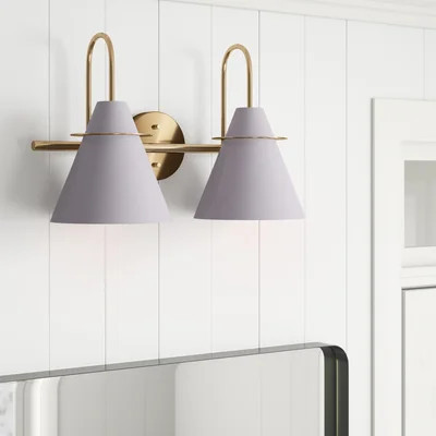 Salem 2-Light Dimmable Brass/Gray Vanity Light | Wayfair North America