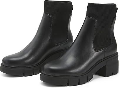 REDTOP Women's Elastic Chelsea Boots Chunky Block Heel Platform Lug Sole Ankle Booties | Amazon (US)