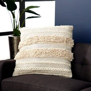 Decorative Throw Pillow w/ Striped Braid Design & Yarn Tassels (Large - 28 x 28) | Bed Bath & Beyond