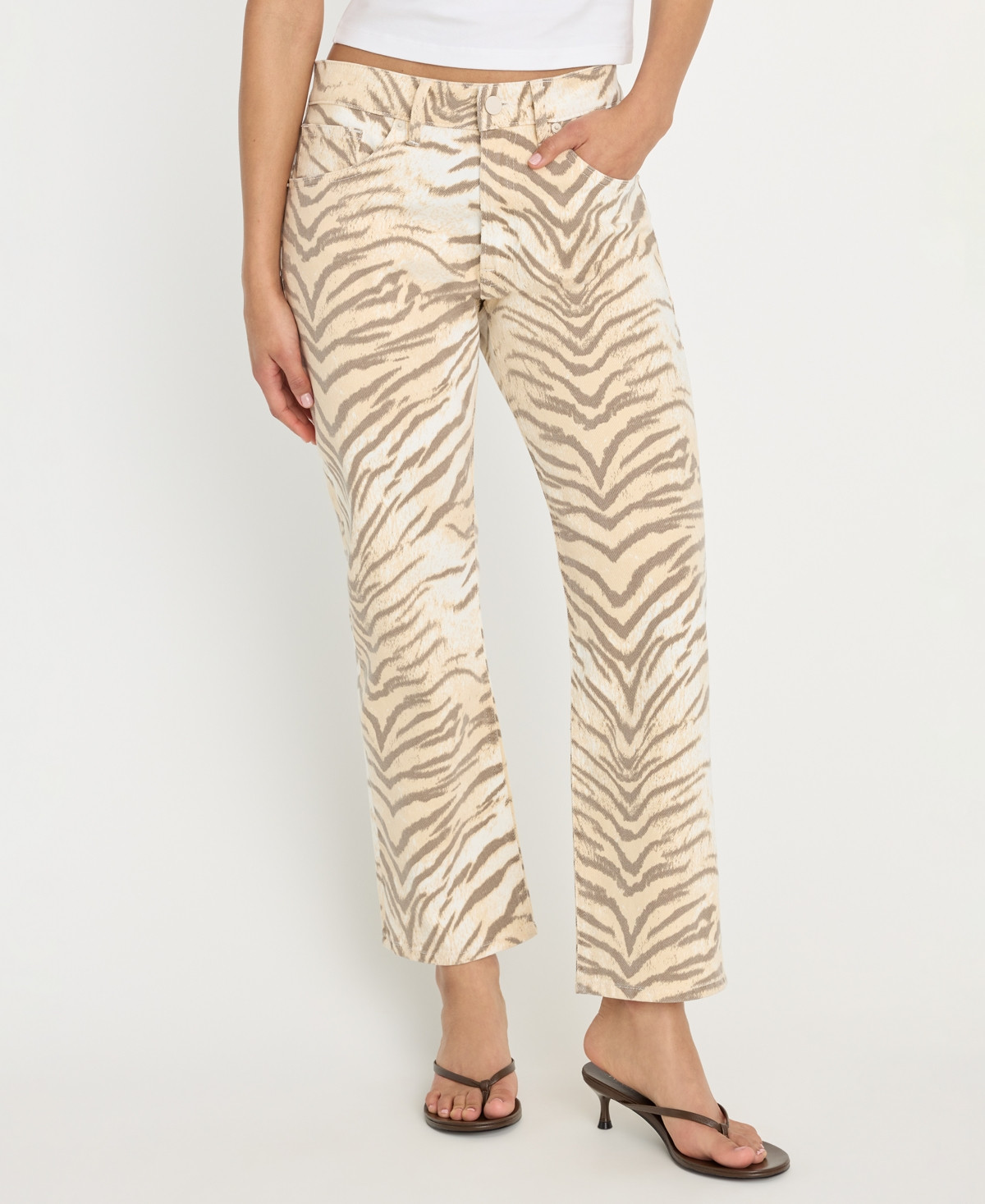 Good American Women's Good Vintage-Inspired Straight Tiger Print Jeans - Brown | Macy's