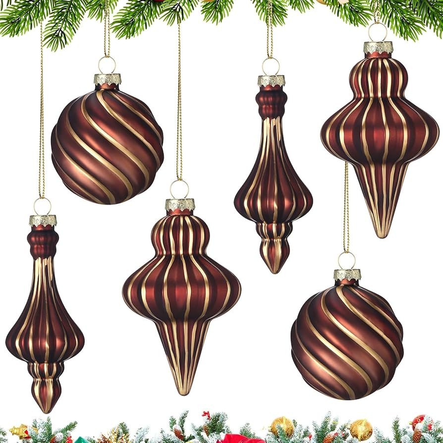 6 Pcs 2.5-5 inch Glass Christmas Ornaments Sets - Farmhouse Retro Christmas Ornaments for Tree - ... | Amazon (US)