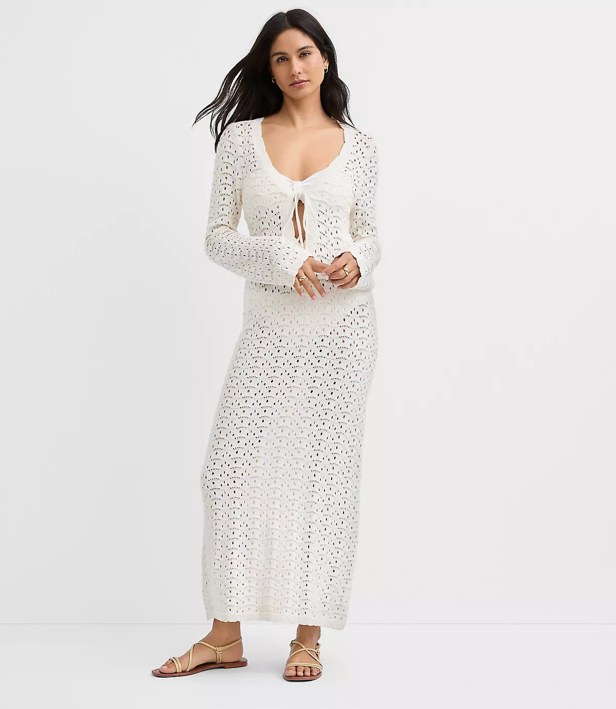 LOFT Beach Pointelle Keyhole Sweater Maxi Swimsuit Coverup | LOFT