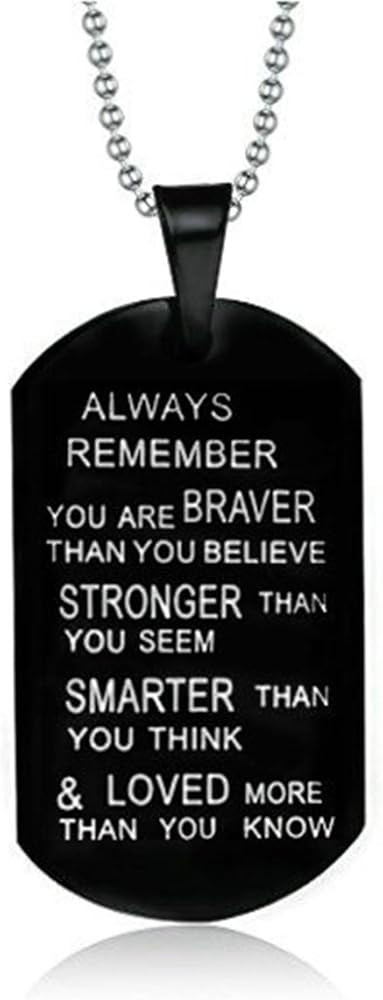 Always Remember You are Braver Stronger Smarter Than You Think Pendant Necklace Family Friend Gif... | Amazon (US)