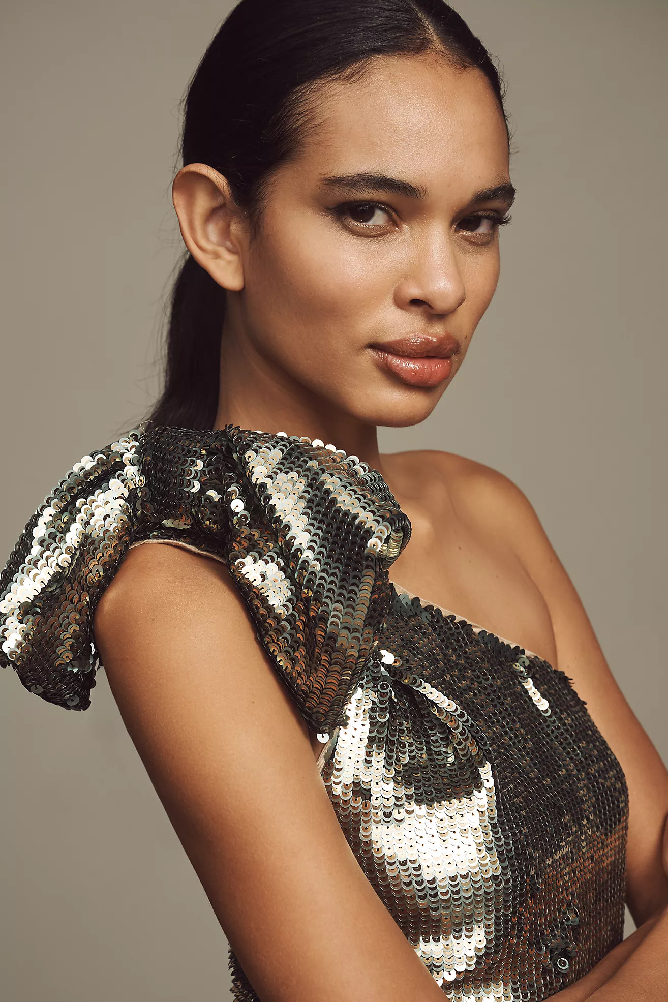 Maeve One-Shoulder Sequin Mini Dress | Anthropologie (US)