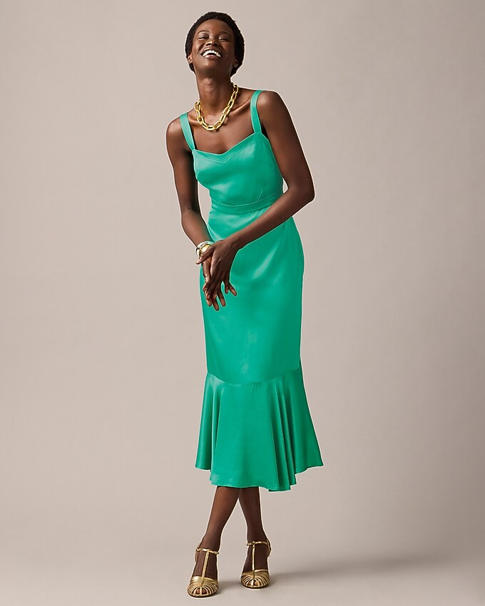 Collection fitted flare-hem dress in luster crepe | J. Crew US