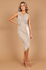 Poitre Pleated Wrap Midi Dress - Champagne | Petal & Pup (US)