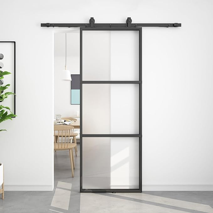 BARNSMITH 32in x 84in Frosted Glass Barn Door and 6FT Hardware kit Included, Soft Close Mechanism... | Amazon (US)