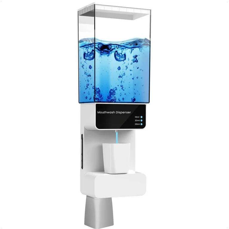 Automatic Mouthwash Dispenser,22Oz Wall Mounted Mouth Wash Dispenser with 2 Magnetic Cups for Bat... | Walmart (US)