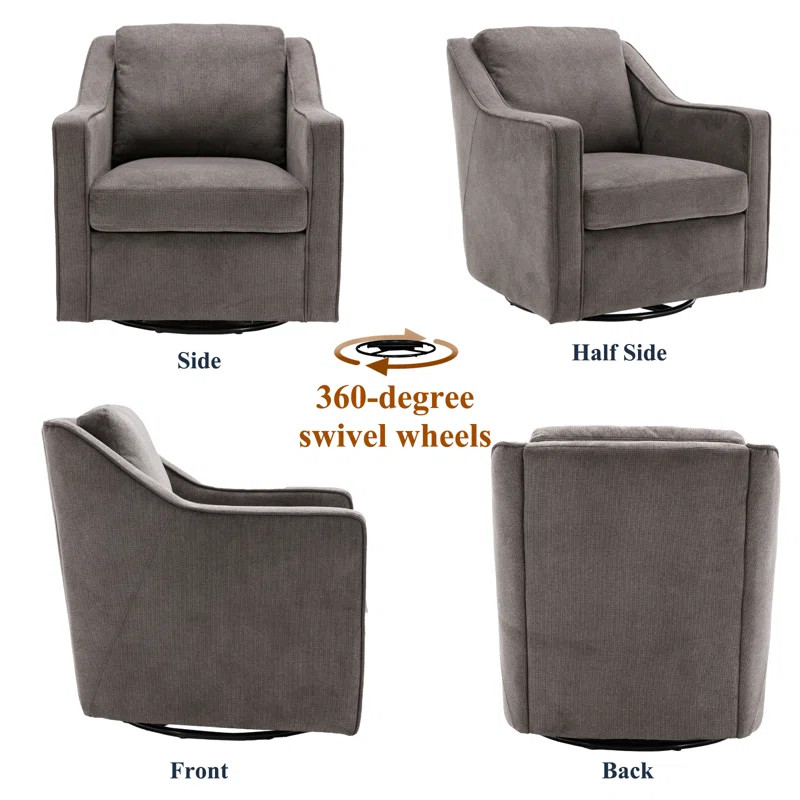 Wade Logan® Charitini Big Removable Wide Full Back Fabric Upholstered Swivel Armchair & Reviews ... | Wayfair North America
