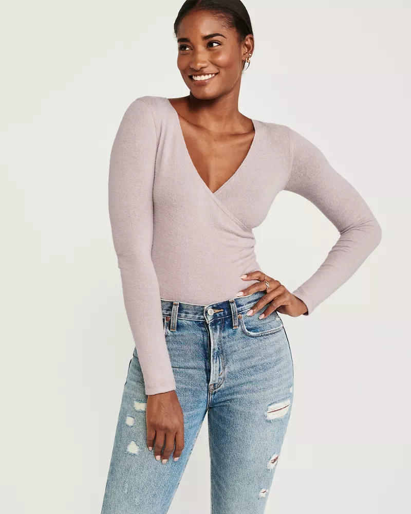 Long-Sleeve Wrap-Front Bodysuit | Abercrombie & Fitch US & UK