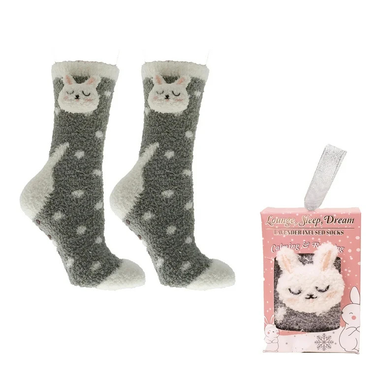 Fluffy Lavender & Shea Butter Infused Chenille Socks in Gift Box | Bunny | Walmart (US)