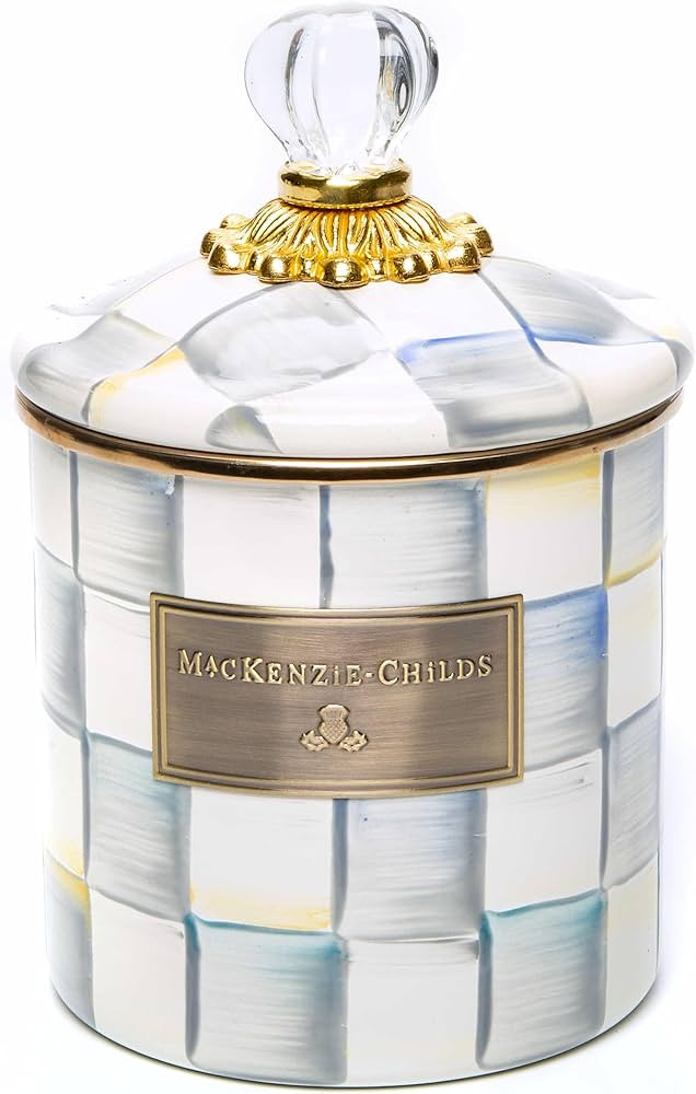 MACKENZIE-CHILDS Sterling Check Steel Kitchen Storage Container | Small | Enamel | With Lid | Amazon (US)