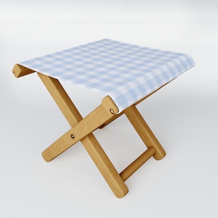 Gingham Pattern - Blue Folding Stool | Society6