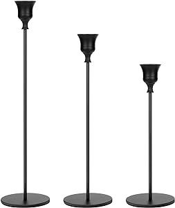 Worhe Metal Candle Holders Set of 3, Matte Black Candlestick Holders for Taper Candle for Wedding... | Amazon (US)