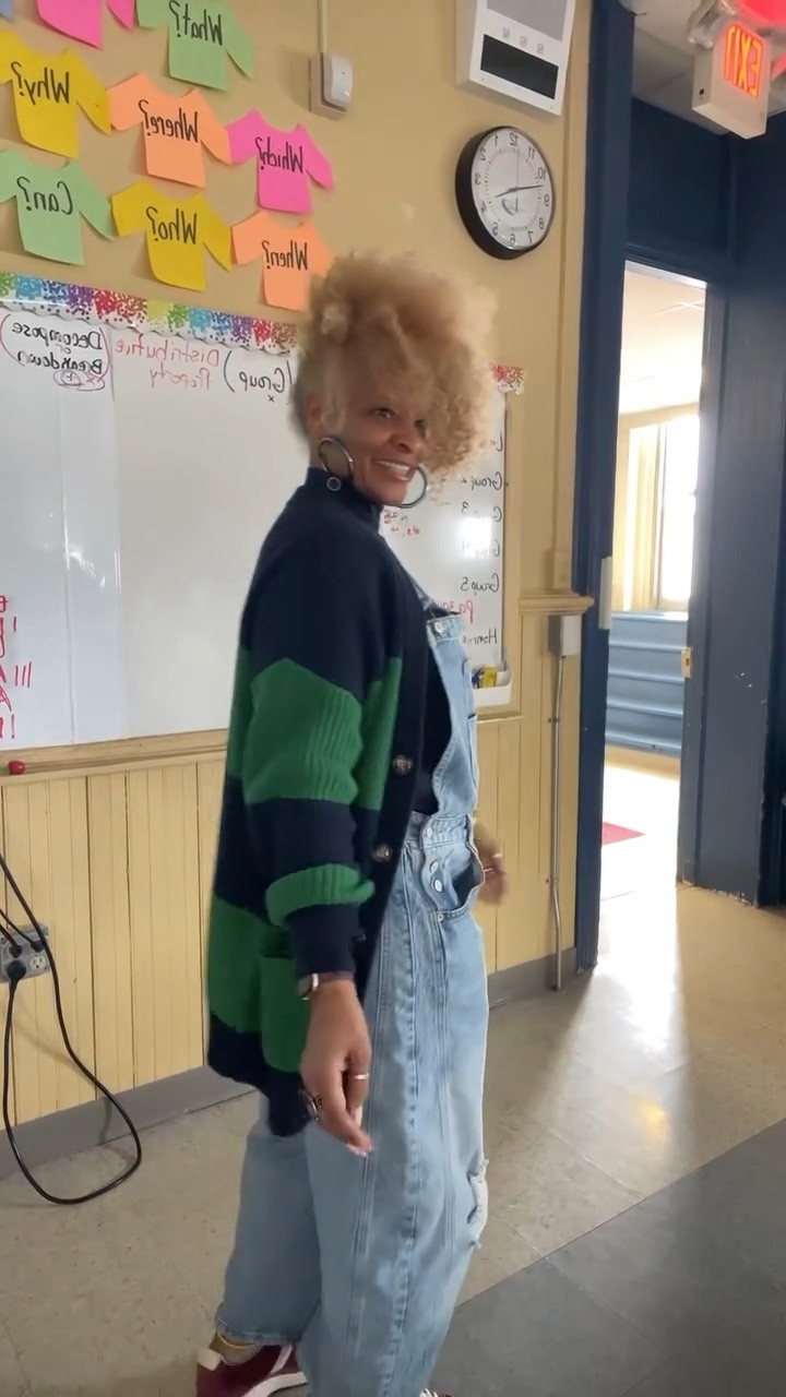 Just 10 seconds of pure joy! 🎶✨ Feels great to have the rhythm back in my feet again.💃🔥 #DanceBreak #mypeace #FeelTheBeat #dancelikenobodyiswatching 
#teachersofinstagram 

Sweater: @target  @lalignenyc 
Overall: @freepeople 
Turtleneck: @jcrew 
Sneakers: @SeaVees

#LTKWorkwear #LTKdayinmylife #LTKootd