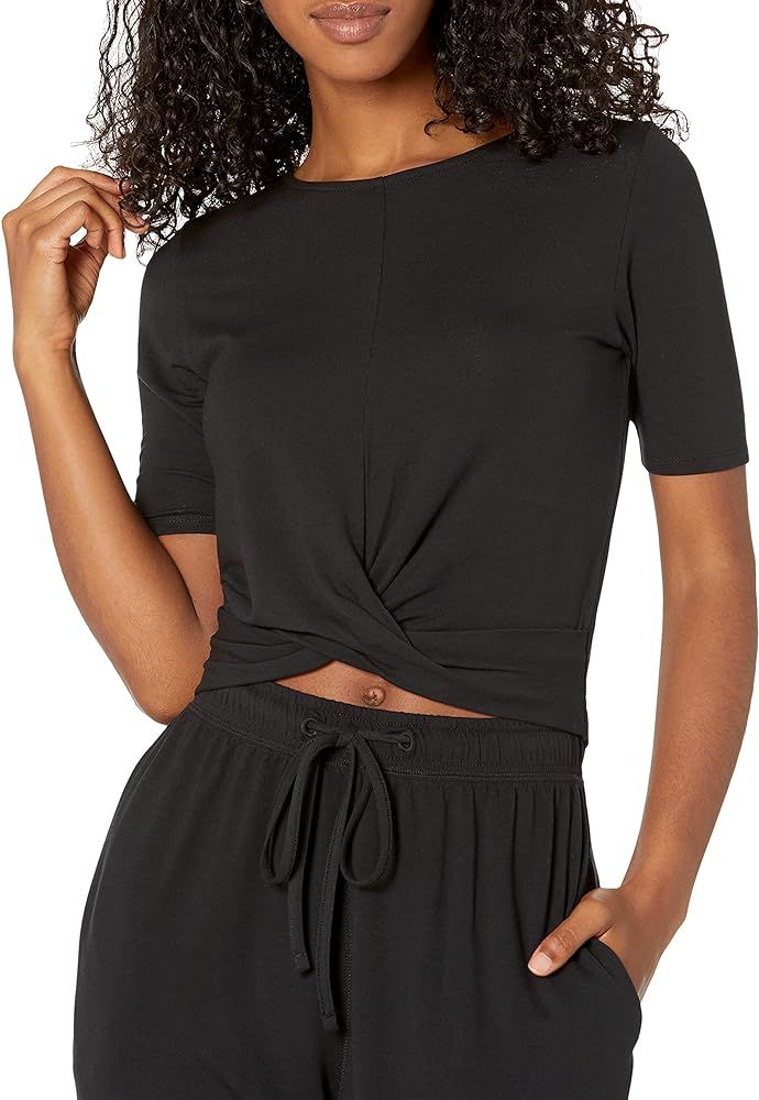 The Drop Women's Rita Short Sleeve Twist-Front Stretch Cropped Top | Amazon (US)