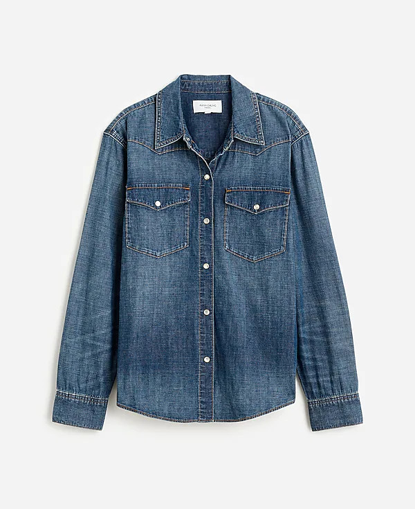 Alexa Chung for Madewell Denim Western Shirt in Vintage Wash | Madewell | Madewell