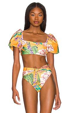 Agua Bendita x REVOLVE Calista Bikini Top in Mango Floral from Revolve.com | Revolve Clothing (Global)