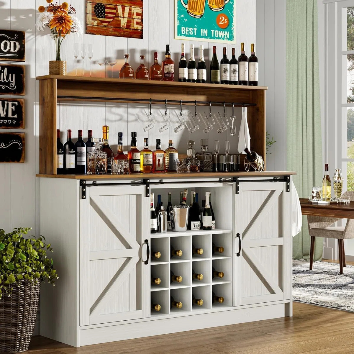 Abrianna 55" Coffee Bar Cabinet with Storage | Wayfair North America
