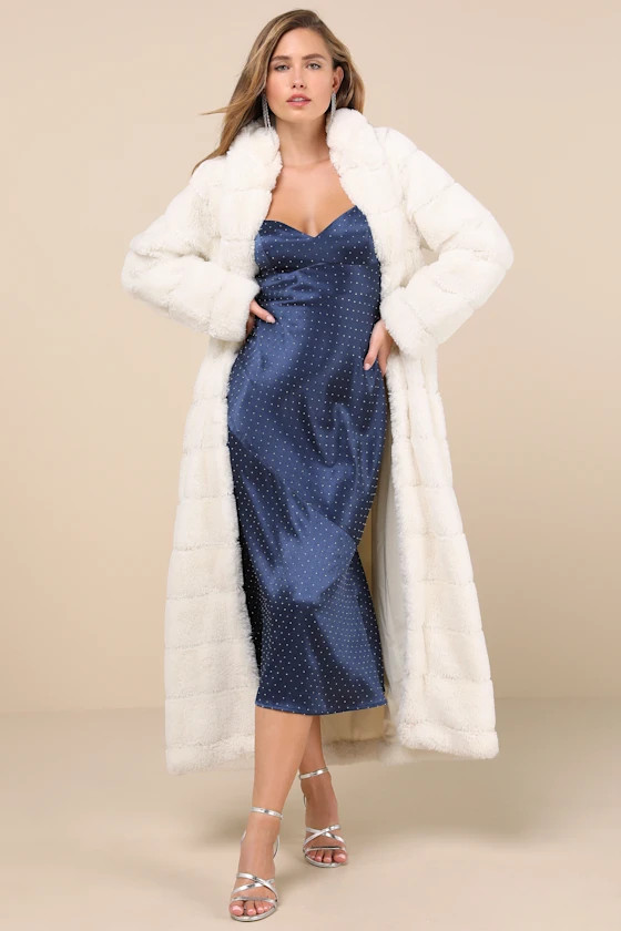 Fantastically Cozy White Quilted Faux Fur Long Coat | Lulus