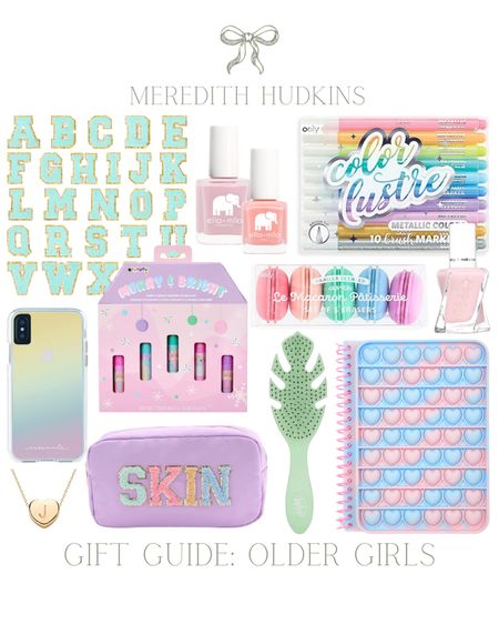 Christmas gift guide, Children’s gifts, preteen gifts, iPhone case, cosmetic bag, fingernail polish, wet brush, hair detangler brush, alphabet iron on patches, erasers, metallic brush markers, jewelry, popper cover journal, stocking stuffers, Chapstick, Amazon finds, Amazon gifts, Sage, pink, purple

#LTKkids #LTKunder50 #LTKGiftGuide
